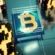 Gold bitcoin reveal on sci-fi background - VideoHive Item for Sale
