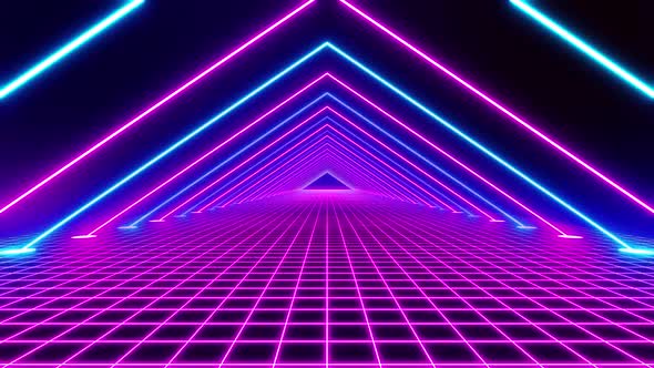 Abstract futuristic tunnel with neon light