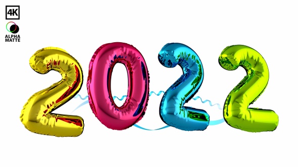 Happy New Year 2022 Colorful Floating Balloons