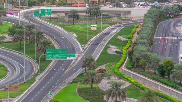 Aerial Top View Junction at Sheikh Zayed Road Near Dubai Marina and JLT Timelapse Dubai alt