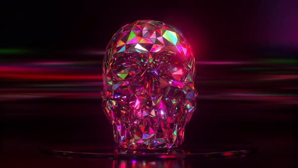 Diamond Skull Shines on a Black Background alt