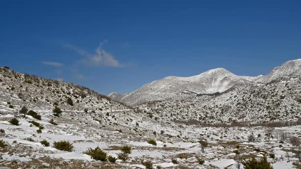 Mountain Biokovo In Croatia Covered With Snow On Sunny Winter Day