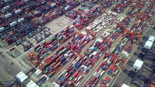 Top view of Kwai Tsing Container Terminals in Hong Kong alt