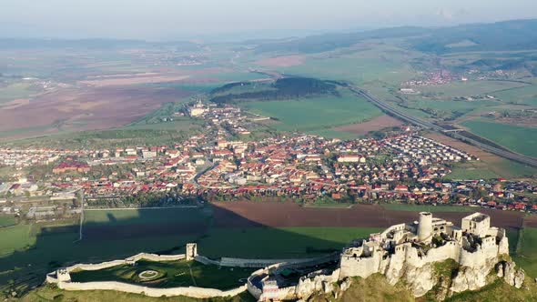 Aerial view of Spissky Castle in Spisske Podhradie, Slovakia alt