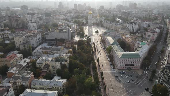 Cityscape of Kyiv, Ukraine. Aerial View, Slow Motion alt