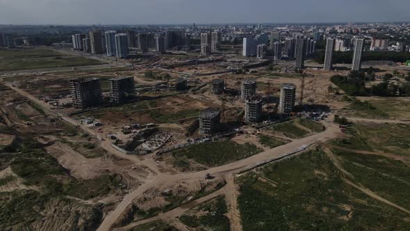 Construction site for a new city block. alt