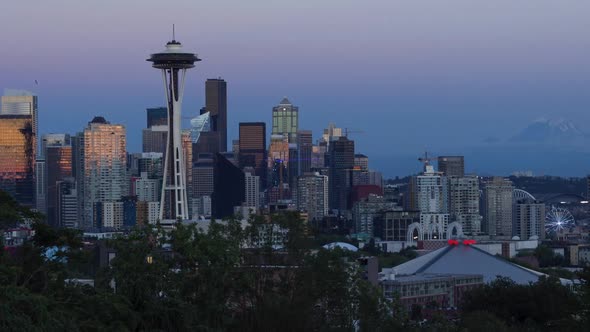 Seattle Skyline Clear Sky Day to Night alt