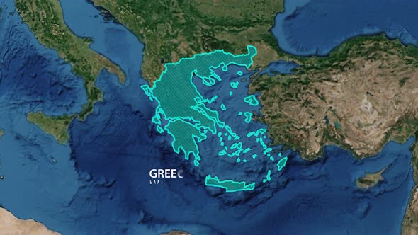 Borders of the Country of Greece on the Map