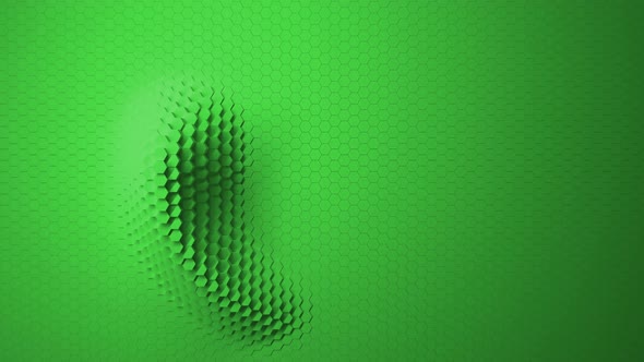 Loading circle icon animation with moving green hexagons