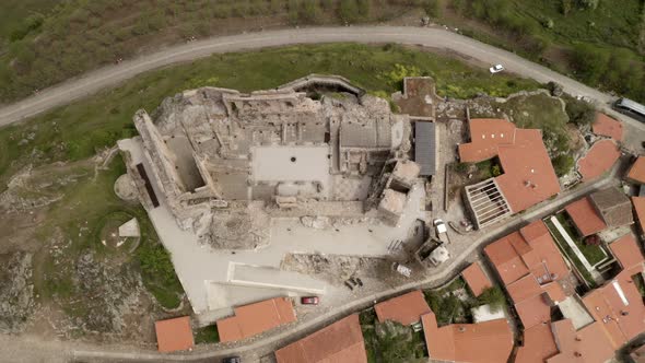 Castelo Rodrigo drone aerial view, in Portugal alt