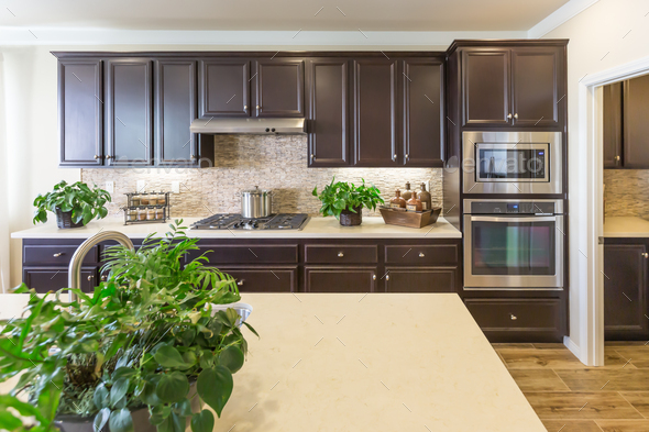 Beautiful Kitchen Interior With Dark Cabinets Stock Photo By Andy Dean Photog