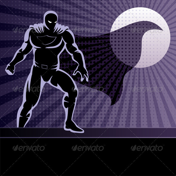 Superhero on Rooftop - Characters Vectors