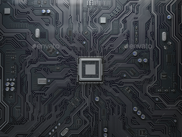 CPU chip on circuit board. - Stock Photo - Images