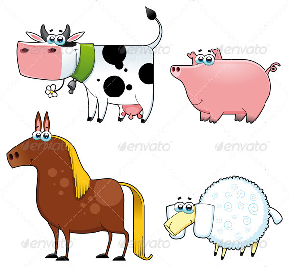 Funny farm animals. - Animals Characters