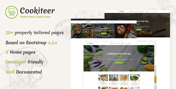 Extraordinary Cookiteer - Food Blog HTML Template