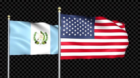 Guatemala And United States Two Countries Flags Waving alt