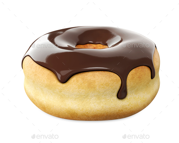 Donut with chocolate icing - Stock Photo - Images
