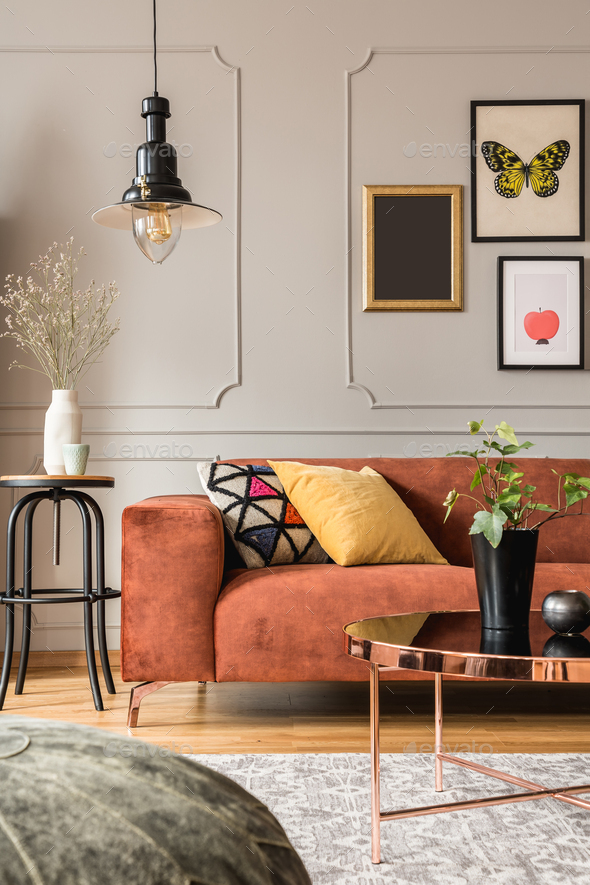 Elegant Grey Living Room Interior, Images Of Corner Sofas In Living Rooms