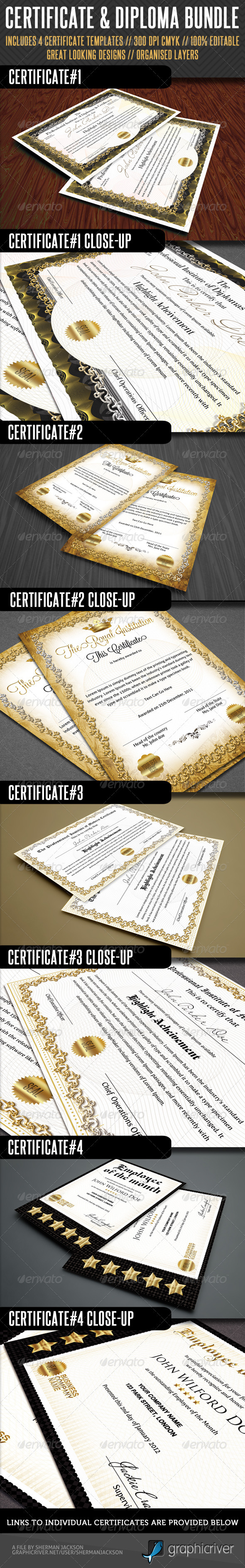 Premium Certificate Bundle - Miscellaneous Print Templates