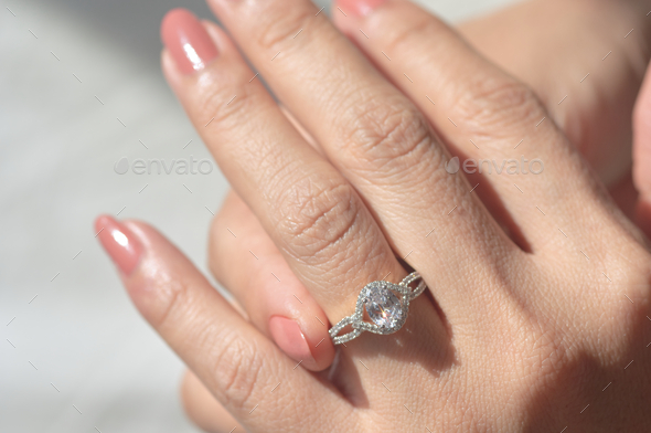 Close-Up Photo of Woman's Hand With Diamond Ring · Free Stock Photo