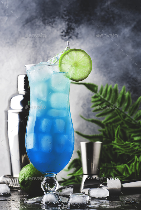 Blue Hawaiian or Blue Lagoon cocktail