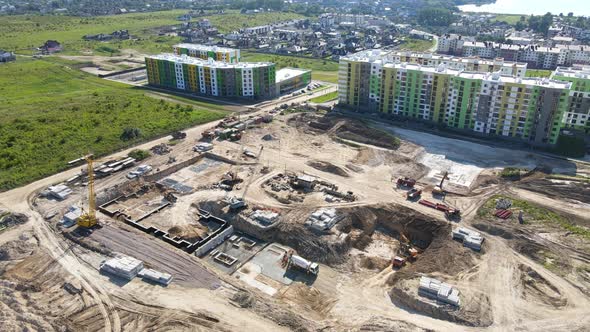 Large Construction Of A Residential Complex. Top To Bottom View. Aerial View alt