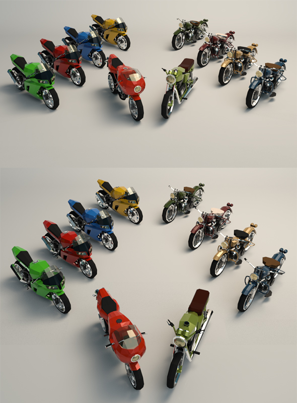 Low Poly Motorcycle - 3Docean 25623378