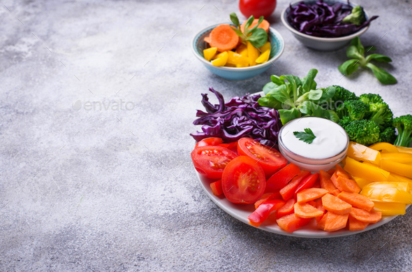 Healthy salad from rainbow vegetables