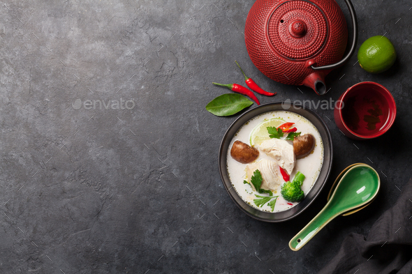 Tom Kha traditional Thai soup - Stock Photo - Images