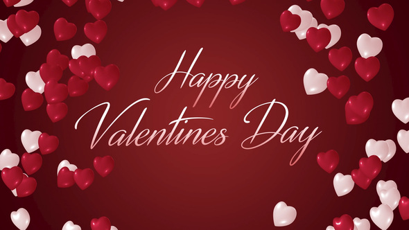 Happy Valentines Day Greetings with Floating Hearts Background - 4 Clips