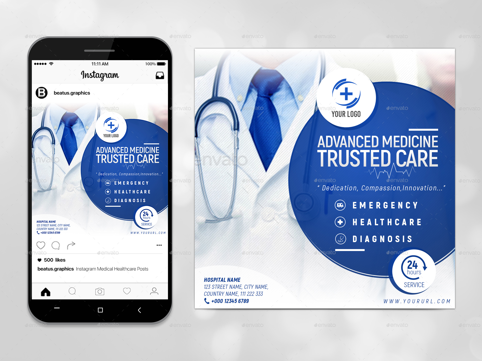 Instagram Medical Healthcare Posts by BeatusGraphics GraphicRiver