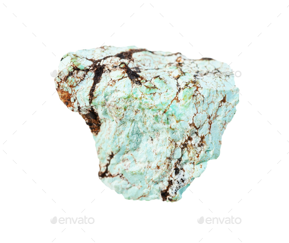 unpolished Turquoise stone isolated on white