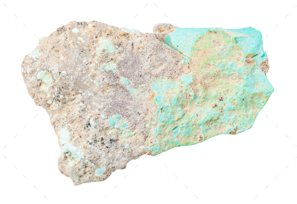 unpolished Turquoise rock isolated on white