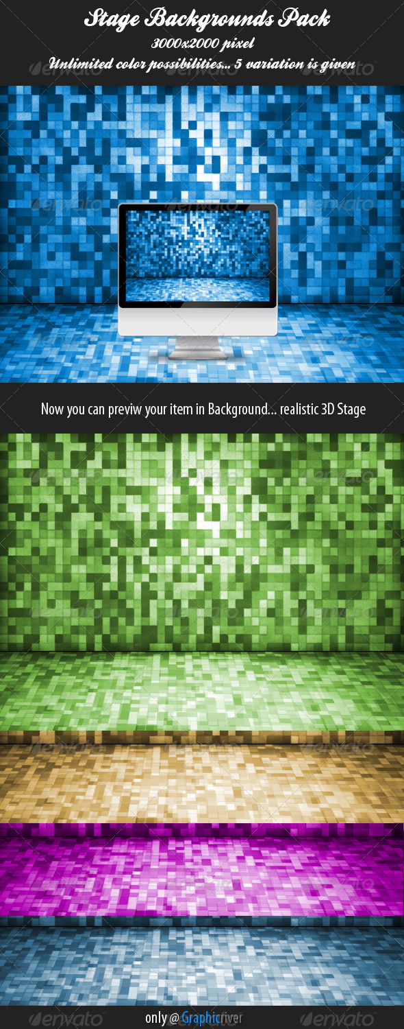 3D Pixaleted Stage Background Pack