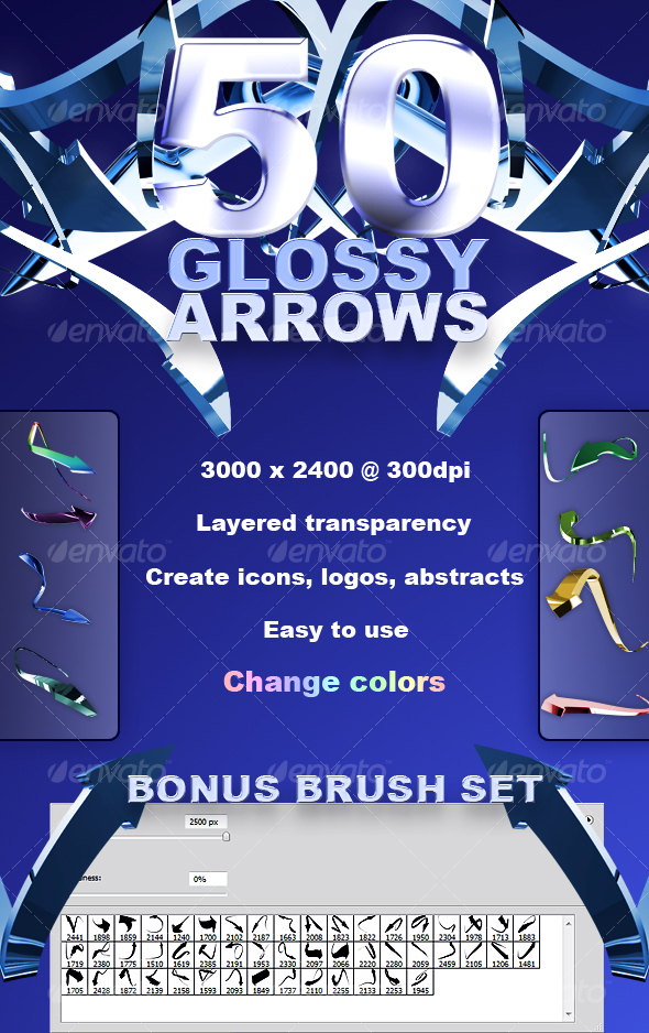 50 High Res Glossy Arrows - Decorative Symbols Decorative