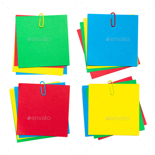 Set Of 4 Colors Sticky Note Pad Stock Photo By Kenishirotie Photodune