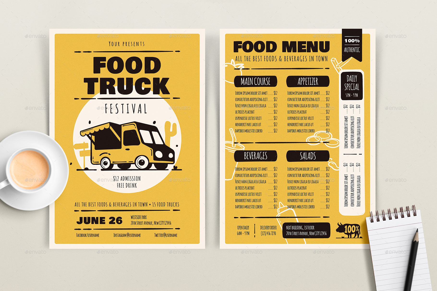 Food Truck Festival - Menu Template Throughout Food Truck Menu Template