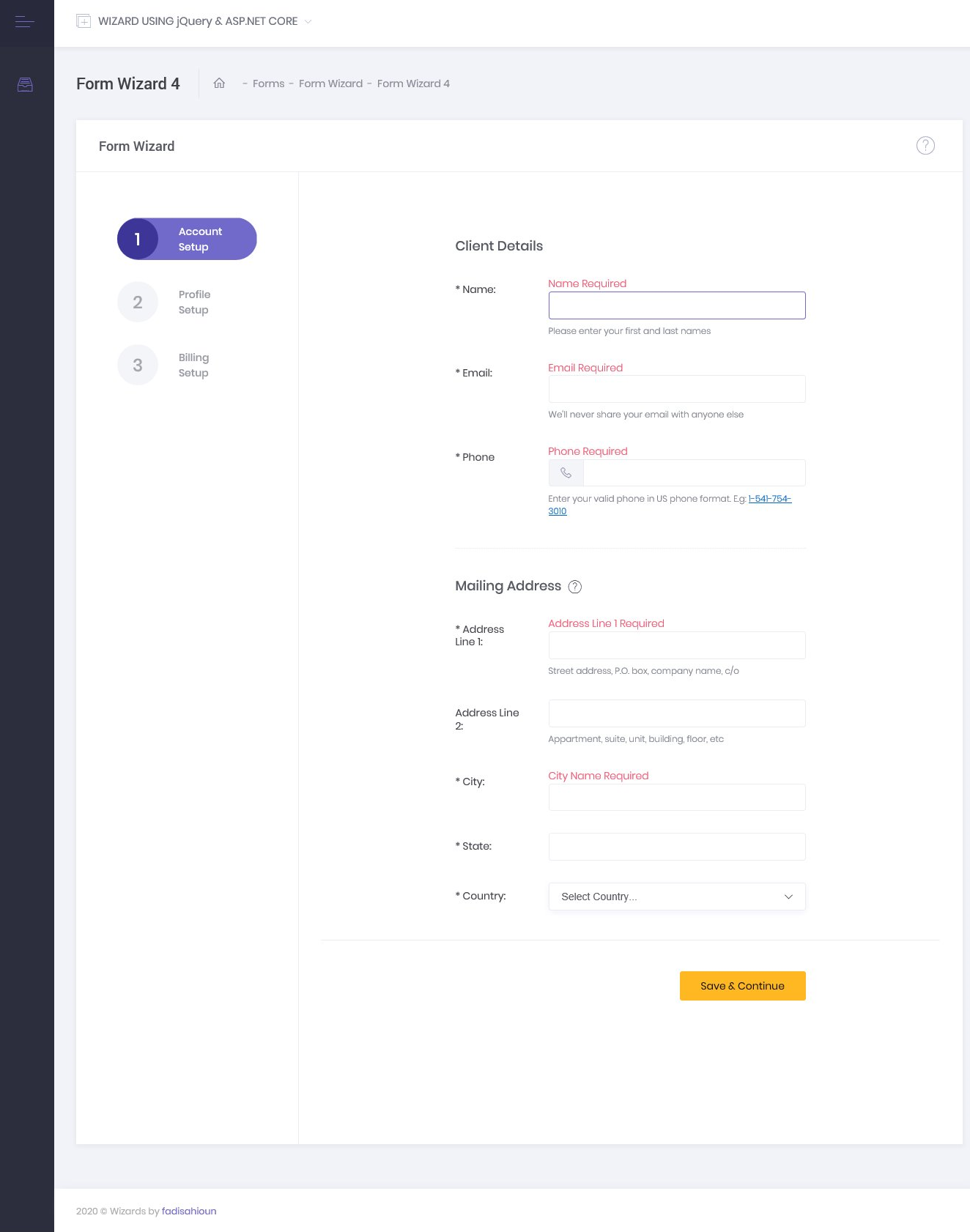 Wizard Using ASP.Net Core & JQuery By Fadisahioun | CodeCanyon