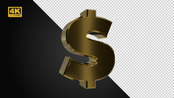 Golden Rotating Dollar Symbol - 4K alt