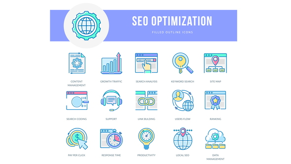 Seo Optimization - Filled Outline Animated Icons Video Displays template preview