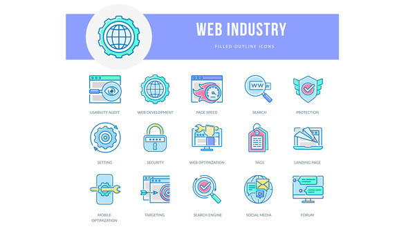 Web Industry - Filled Outline Animated Icons Video Displays template preview