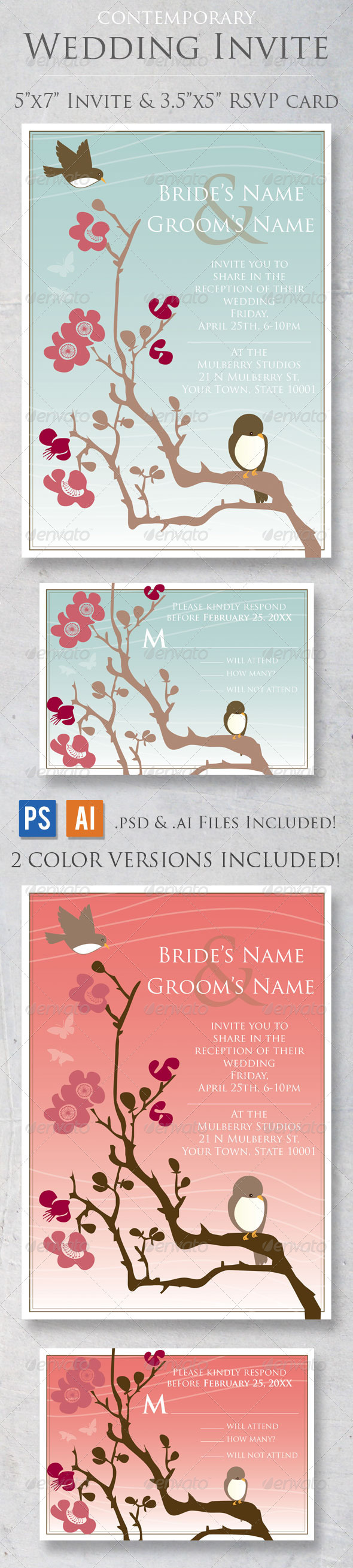 Contemporary Wedding Invite - Weddings Cards & Invites