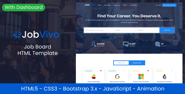 Jobvivo - Responsive Job Board HTML Template by themezhub | ThemeForest