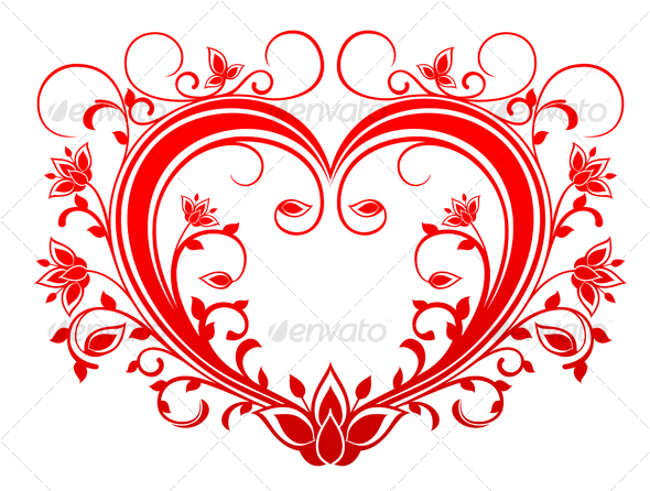 Red valentine heart - Flourishes / Swirls Decorative