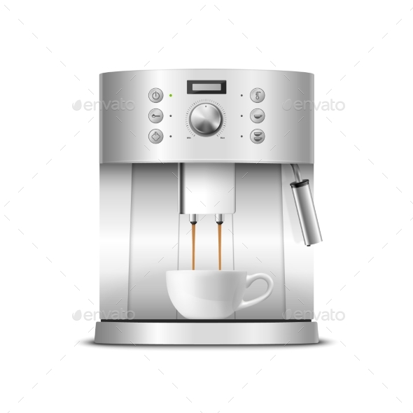 Modern Coffee Machine Isolated On White Background Stock Photo - Download  Image Now - Coffee Maker, Espresso Maker, Cut Out - iStock