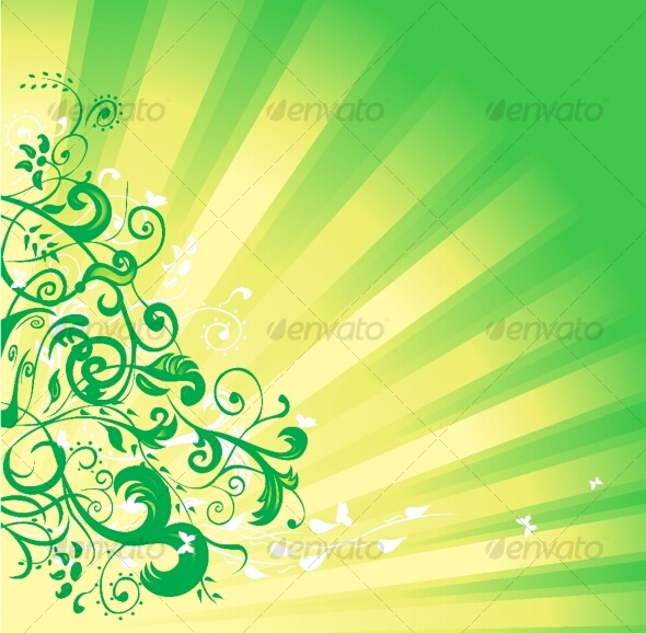 Green floral background - Flowers & Plants Nature