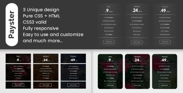 Payster - Ultimate pricing tables