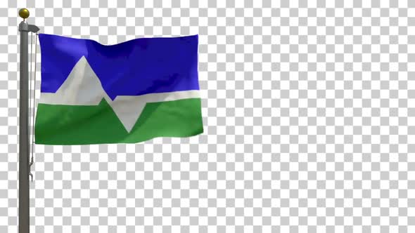 Loveland City Flag (Colorado, USA) on Flagpole with Alpha Channel - 4K alt