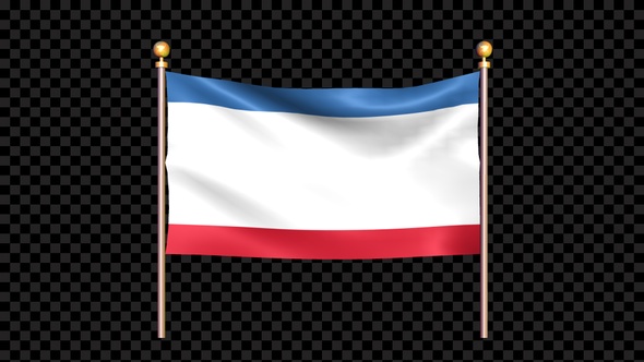 Flag Of Crimea Waving In Double Pole Looped alt