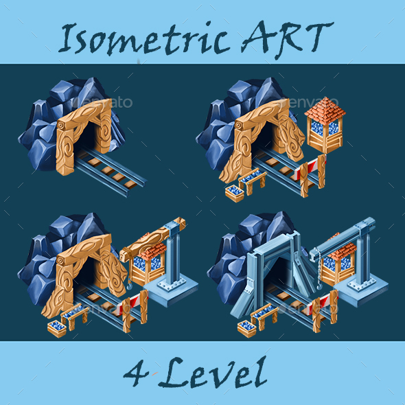 Free Vector  Isometric mining game level template